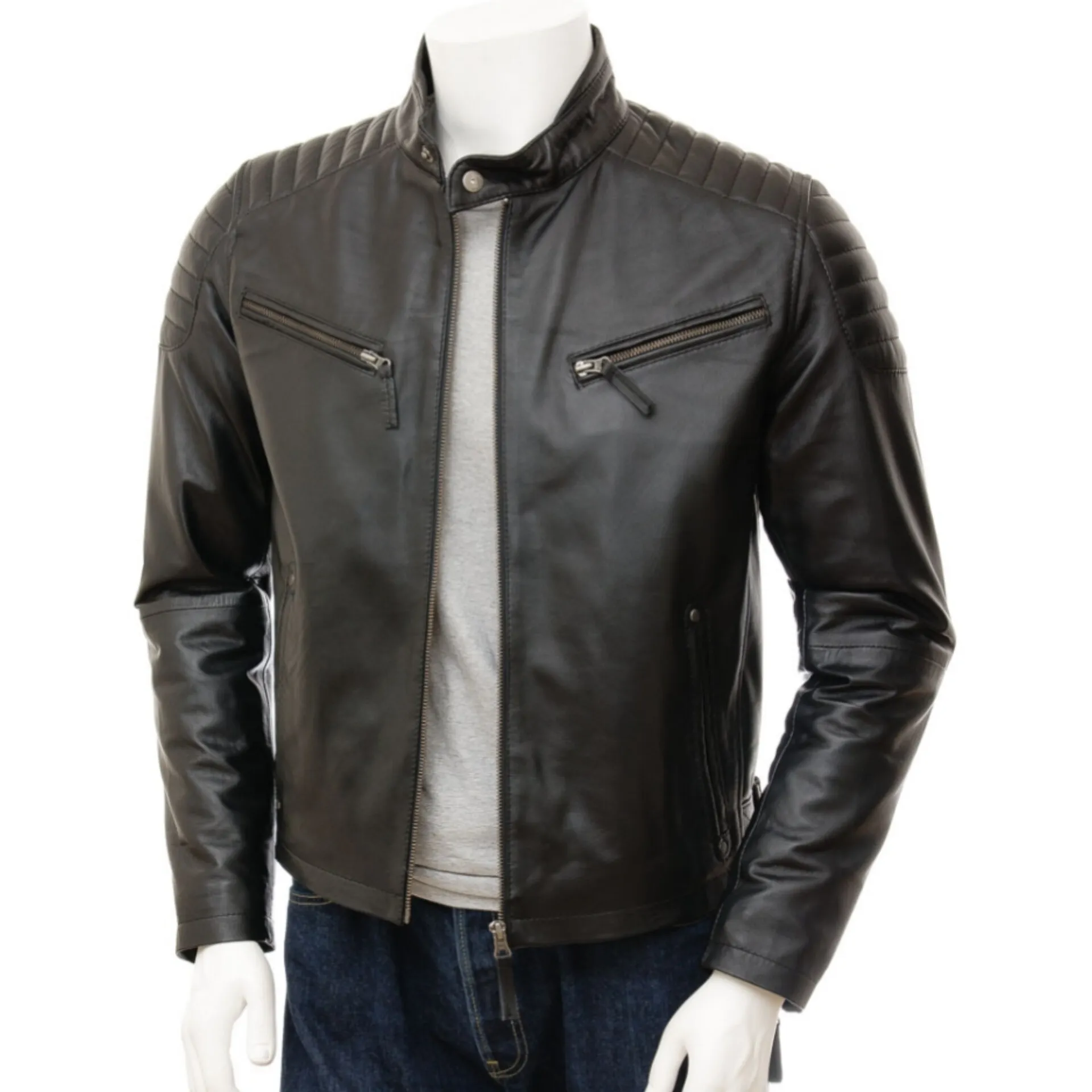 Pryor Black Leather Biker Jacket | Pryor Biker Jacket For Men